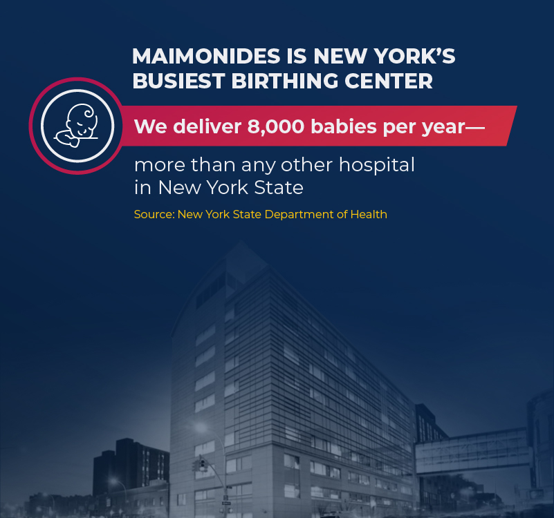 Infographic: Maimonides is New York's busiest birthing center. We deliver 8,000 babies per year, more than any other hospital in New York State. Source: New York State Department of Health