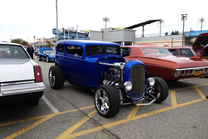 blue vintage car