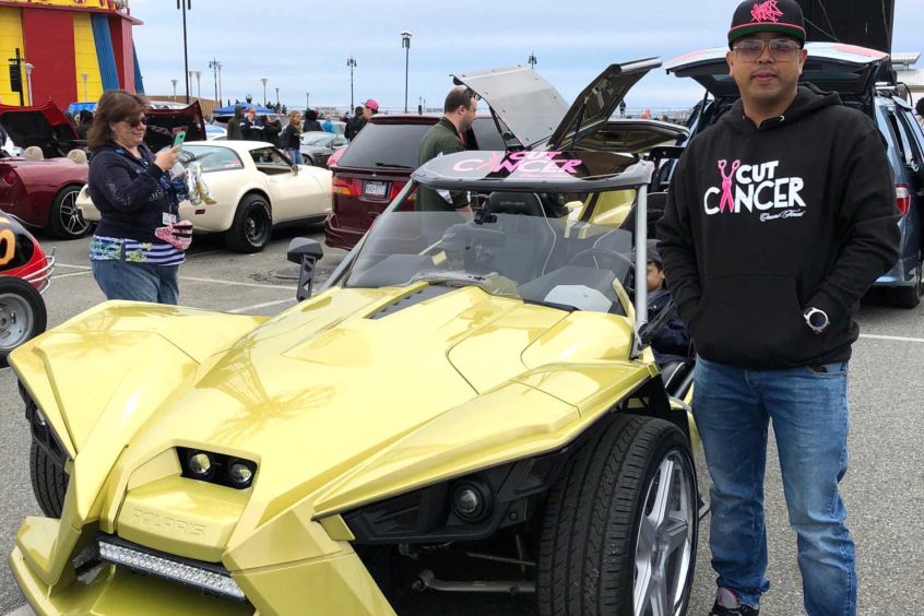 man standing next to car