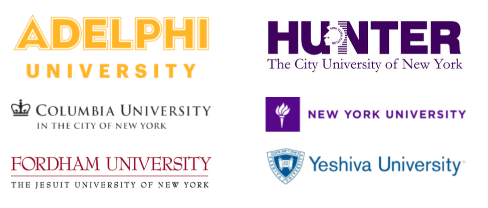 Adelphi University, Hunter College, Columbia University, New York University, Fordham University, and Yeshiva University