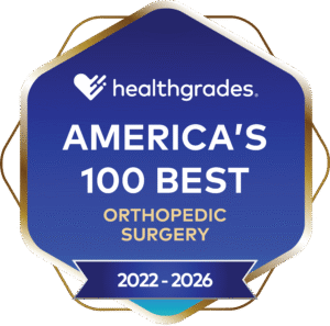 Healthgrades America's 100 Best badge for orthopedic surgery for 2022-2026