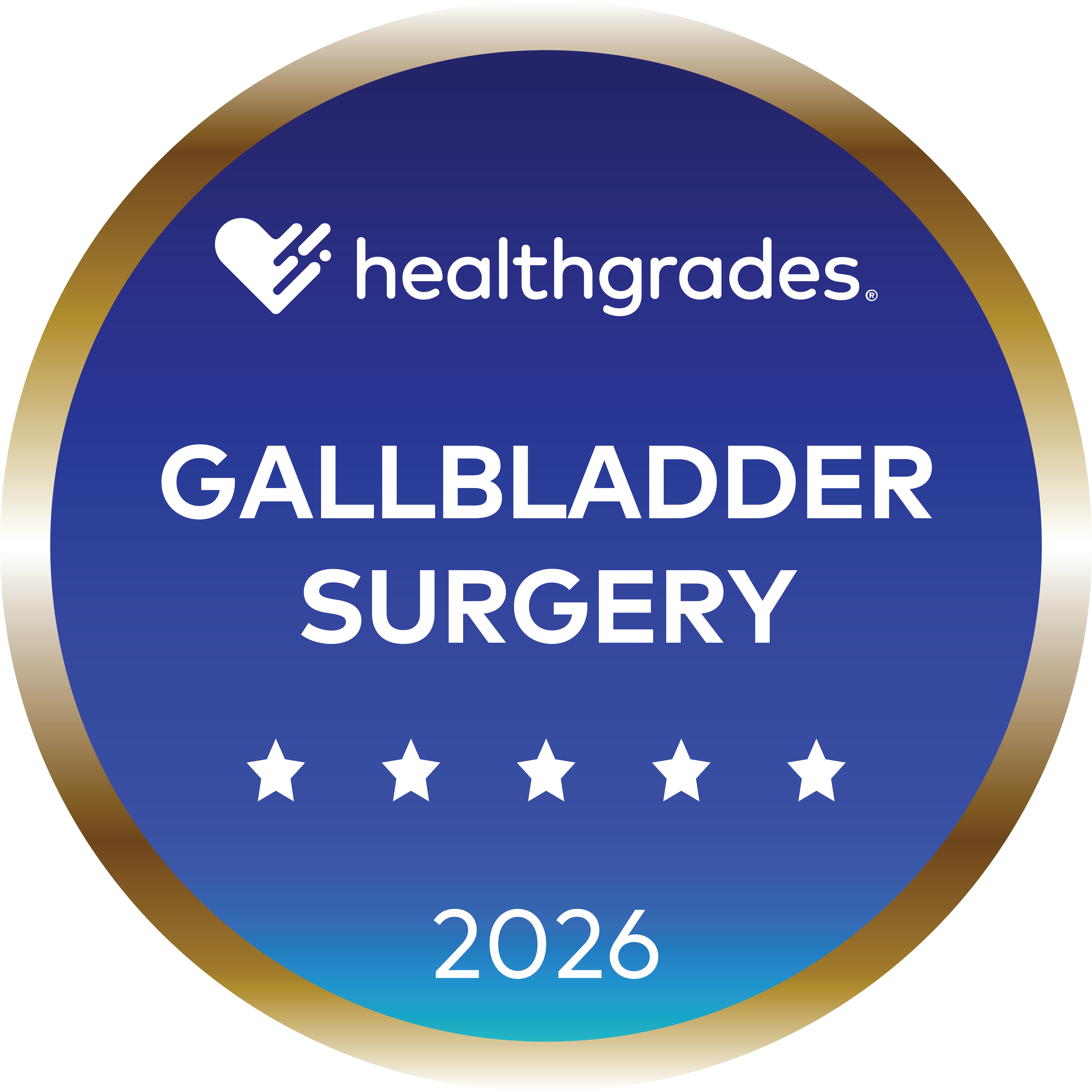 Healthgrades five-start badge for gallbladder surgery for 2026