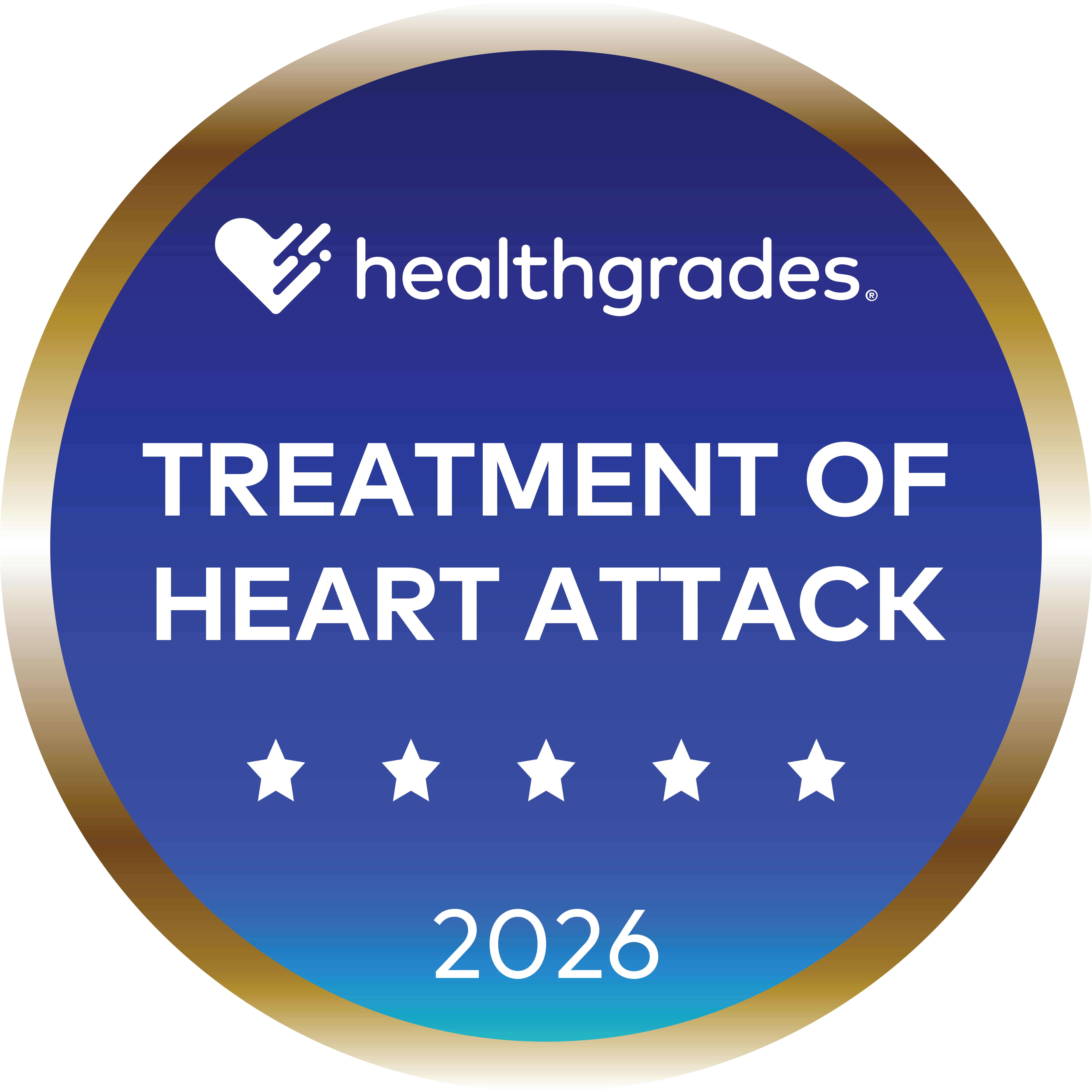 Healthgrades five-star badge for treatment of heart attack for 2026