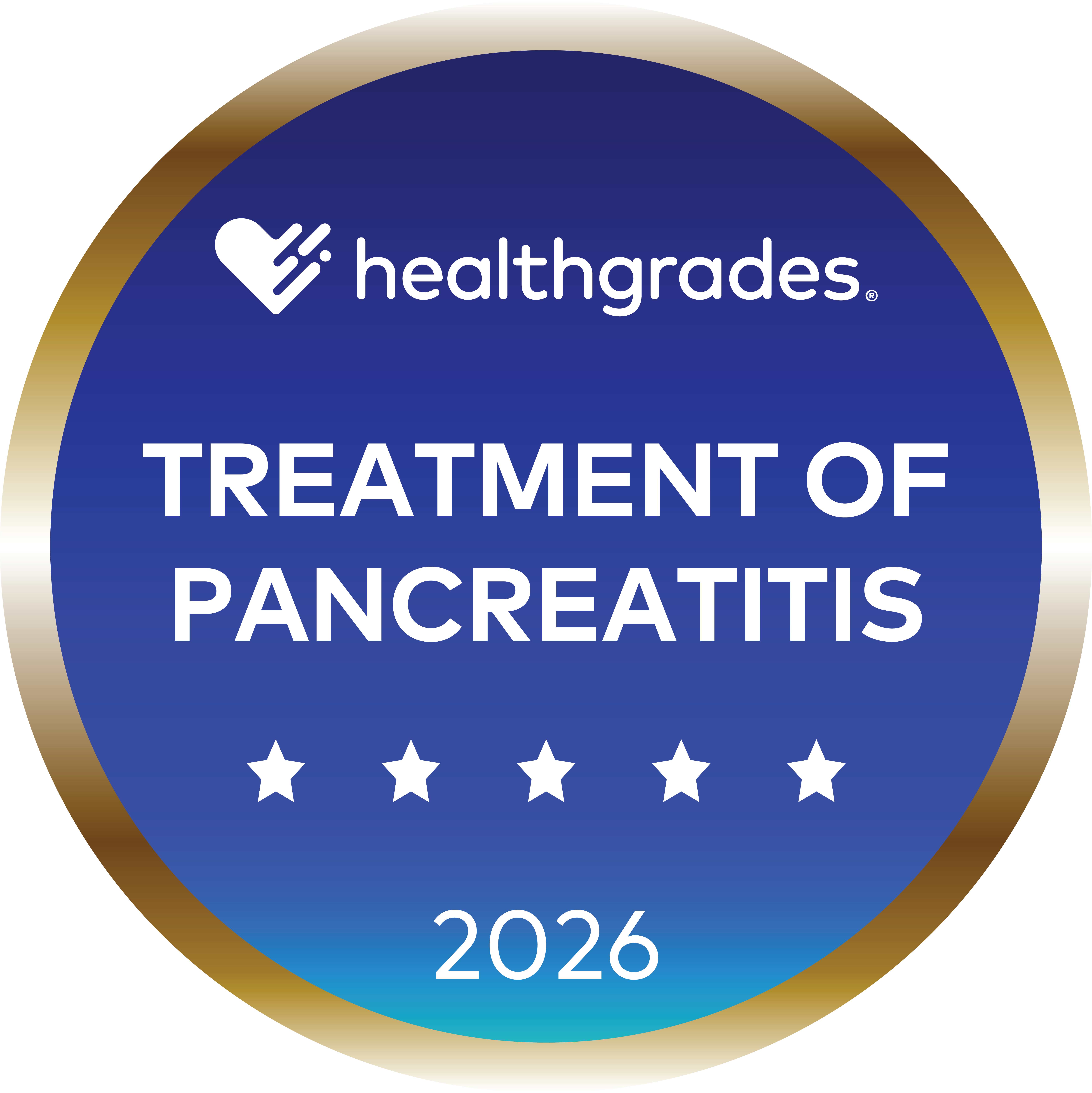Healthgrades five-start badge for treatment of pancreatitis for 2026