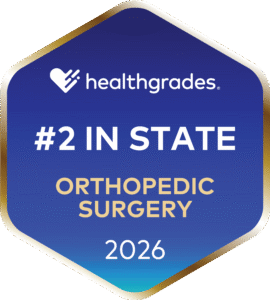 Healthgrades #2 in state badge for orthopedic surgery for 2026