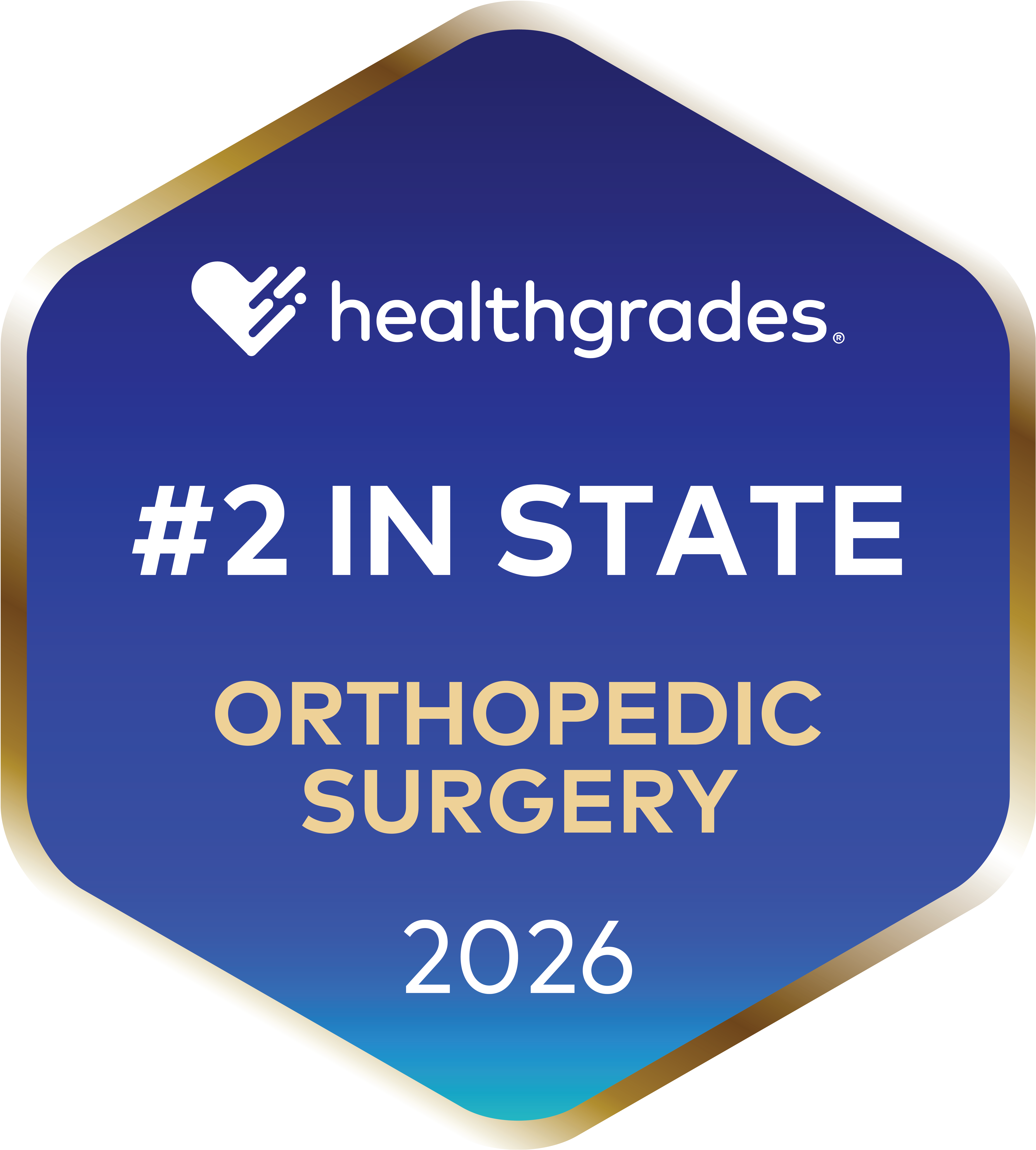 Healthgrades #2 in state badge for orthopedic surgery for 2026