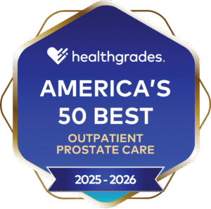 Healthgrades America's 50 Best badge for outpatient prostate care for 2025-2026