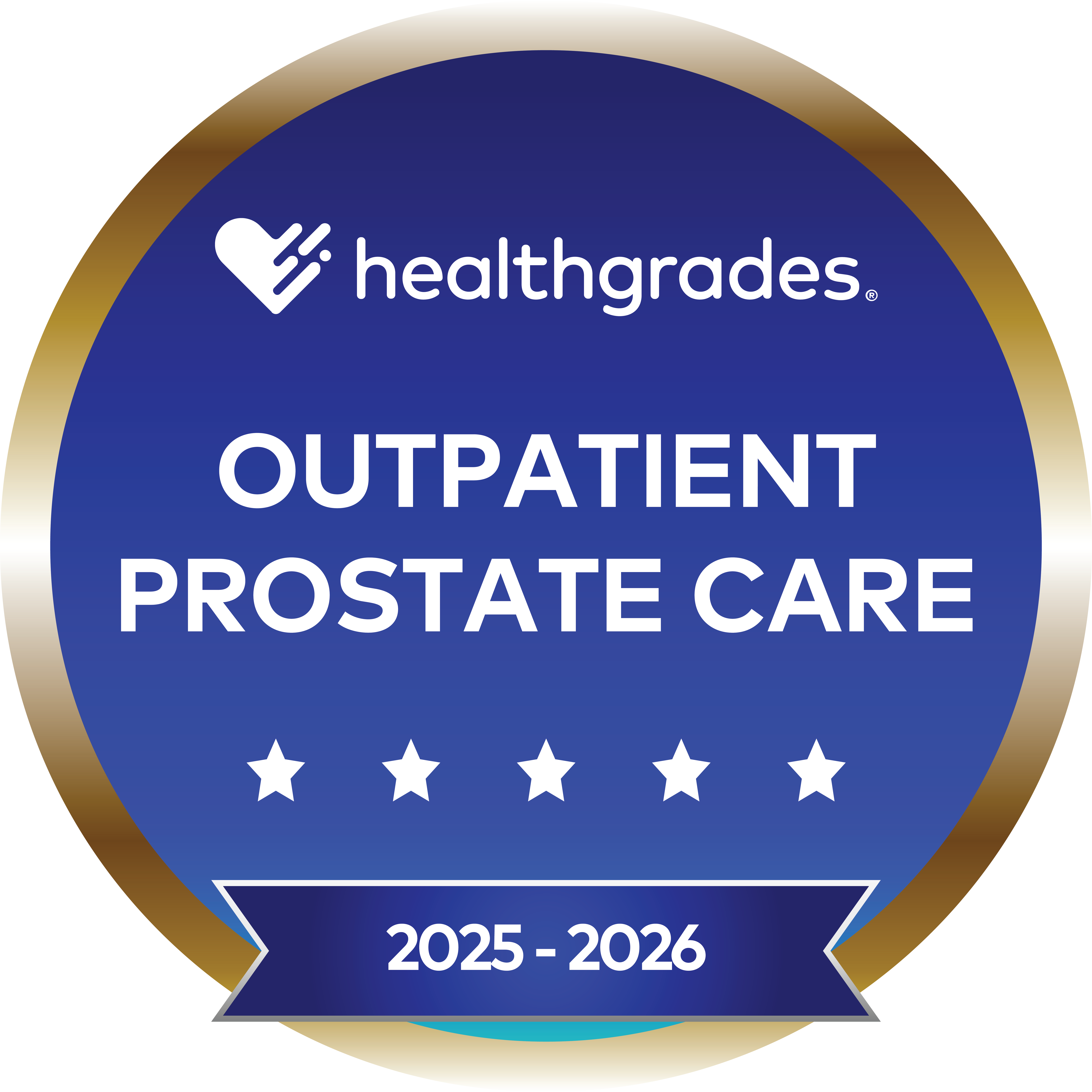 Healthgrades five-star badge for outpatient prostate care for 2025-2026