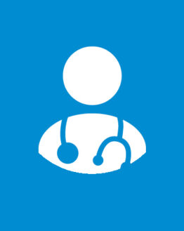 Simple illustration of a doctor with a stethoscope around their neck