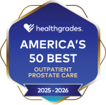 Healthgrades America's 50 Best badge for outpatient prostate care for 2025-2026